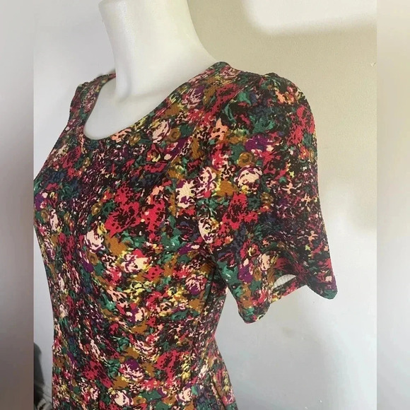 LuLaRoe Dark Rose Amelia Dress Rare Print Pleated Pockets Size Large 14/16 0188 - Picture 2 of 12